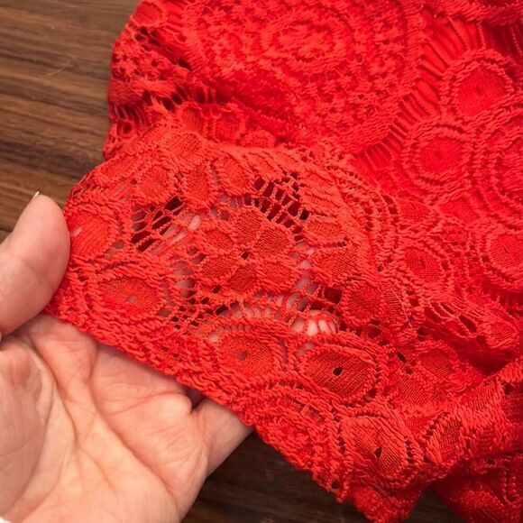 Laundry By Shelli Segal Womens Red Short Sleeve Overlay Sheath Lace Dress Size 4 - Picture 10 of 10